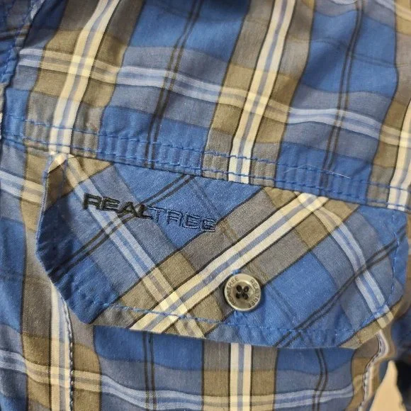 Realtree Mens Small Blue stripe Short Sleeve Button Up Shirt - Picture 4 of 10